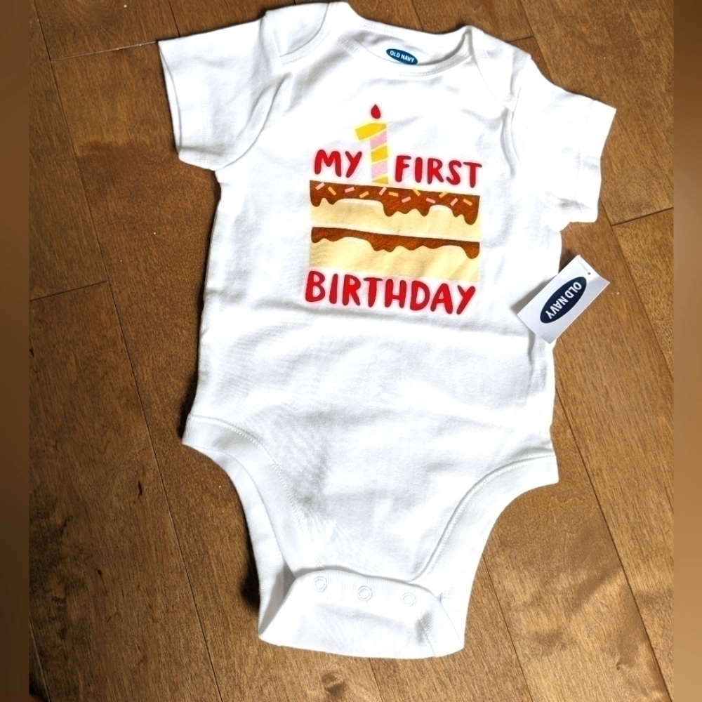 Old Navy First Birthday Baby Bodysuit Onesie New